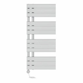 Right Radiators Prefilled Thermostatic Electric Heated Towel Rail Flat Panel Rads Ladder Warmer - 1126x500mm Chrome