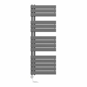 Right Radiators Prefilled Thermostatic Electric Heated Towel Rail Flat Panel Rads Ladder Warmer - 1380x500mm Gunmetal