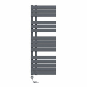 Right Radiators Prefilled Thermostatic Electric Heated Towel Rail Flat Panel Rads Ladder Warmer - 1380x500mm Sand Grey