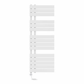 Right Radiators Prefilled Thermostatic Electric Heated Towel Rail Flat Panel Rads Ladder Warmer - 1380x500mm White