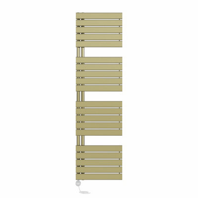 Right Radiators Prefilled Thermostatic Electric Heated Towel Rail Flat Panel Rads Ladder Warmer - 1800x500mm Brushed Brass