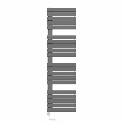 Right Radiators Prefilled Thermostatic Electric Heated Towel Rail Flat Panel Rads Ladder Warmer - 1800x500mm Gunmetal