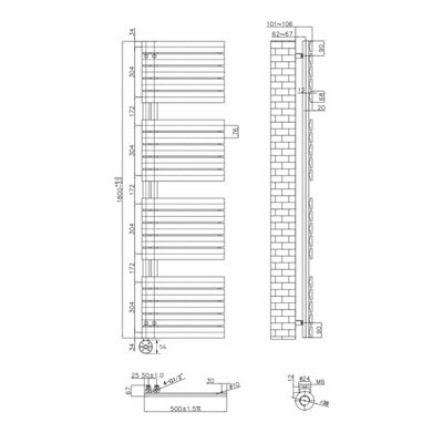 Right Radiators Prefilled Thermostatic Electric Heated Towel Rail Flat ...