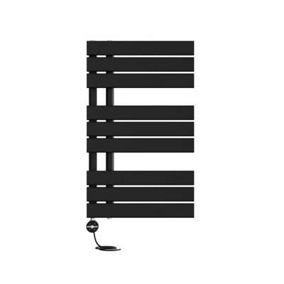 Right Radiators Prefilled Thermostatic Electric Heated Towel Rail Flat Panel Rads Ladder Warmer - 824x500mm Black Price Comparisons | Compare The Build