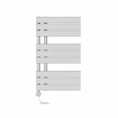 Right Radiators Prefilled Thermostatic Electric Heated Towel Rail Flat Panel Rads Ladder Warmer - 824x500mm Chrome