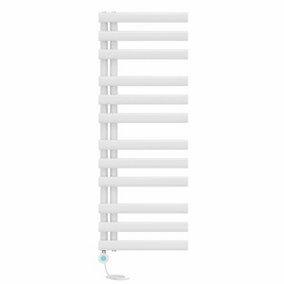 Right Radiators Prefilled Thermostatic Electric Heated Towel Rail Oval Column Ladder Warmer Rads - 1200x450mm White