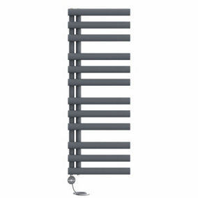 Right Radiators Prefilled Thermostatic Electric Heated Towel Rail Oval Column Rads Ladder Warmer - 1200x450mm Sand Grey