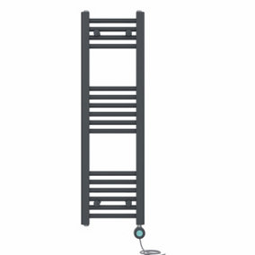 Right Radiators Prefilled Thermostatic Electric Heated Towel Rail Straight Bathroom Ladder Warmer - Anthracite 1000x300 mm