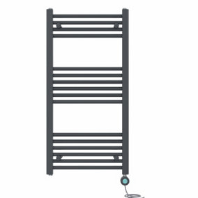 Right Radiators Prefilled Thermostatic Electric Heated Towel Rail Straight Bathroom Ladder Warmer - Anthracite 1000x500 mm