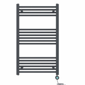 Right Radiators Prefilled Thermostatic Electric Heated Towel Rail Straight Bathroom Ladder Warmer - Anthracite 1000x600 mm