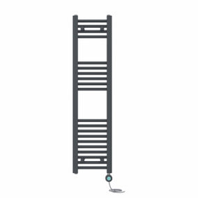 Right Radiators Prefilled Thermostatic Electric Heated Towel Rail Straight Bathroom Ladder Warmer - Anthracite 1200x300 mm