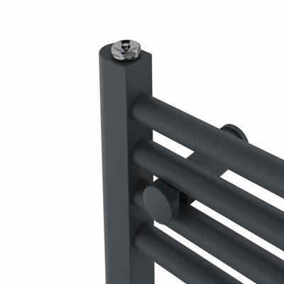 Right Radiators Prefilled Thermostatic Electric Heated Towel Rail Straight Bathroom Ladder Warmer - Anthracite 1200x600 mm