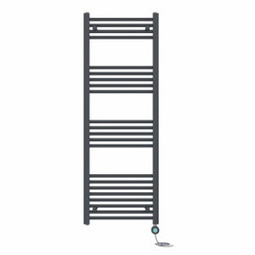 Right Radiators Prefilled Thermostatic Electric Heated Towel Rail Straight Bathroom Ladder Warmer - Anthracite 1400x500 mm