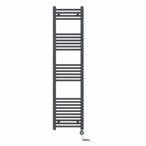 Right Radiators Prefilled Thermostatic Electric Heated Towel Rail Straight Bathroom Ladder Warmer - Anthracite 1600x400 mm