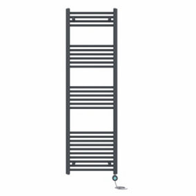 Right Radiators Prefilled Thermostatic Electric Heated Towel Rail Straight Bathroom Ladder Warmer - Anthracite 1600x500 mm