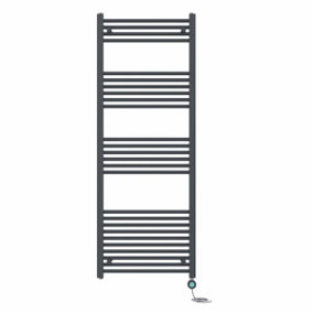Right Radiators Prefilled Thermostatic Electric Heated Towel Rail Straight Bathroom Ladder Warmer - Anthracite 1600x600 mm