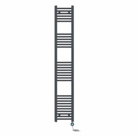 Right Radiators Prefilled Thermostatic Electric Heated Towel Rail Straight Bathroom Ladder Warmer - Anthracite 1800x300 mm