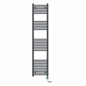 Right Radiators Prefilled Thermostatic Electric Heated Towel Rail Straight Bathroom Ladder Warmer - Anthracite 1800x400 mm
