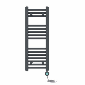 Right Radiators Prefilled Thermostatic Electric Heated Towel Rail Straight Bathroom Ladder Warmer - Anthracite 800x300 mm