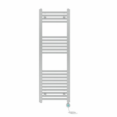 Right Radiators Prefilled Thermostatic Electric Heated Towel Rail Straight Bathroom Ladder Warmer - Chrome 1200x400 mm