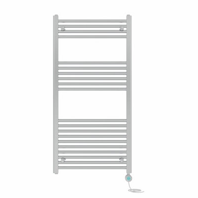 Right Radiators Prefilled Thermostatic Electric Heated Towel Rail Straight Bathroom Ladder Warmer - Chrome 1200x600 mm