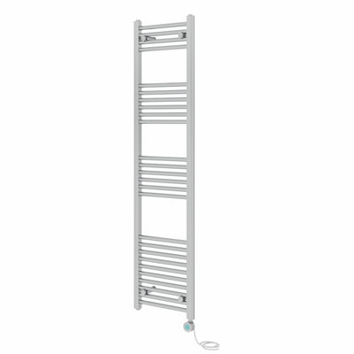 Right Radiators Prefilled Thermostatic Electric Heated Towel Rail Straight Bathroom Ladder Warmer - Chrome 1600x400 mm