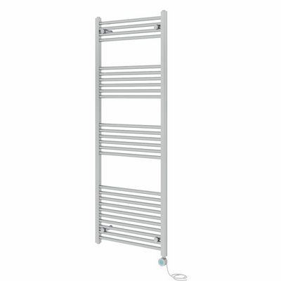 Right Radiators Prefilled Thermostatic Electric Heated Towel Rail Straight Bathroom Ladder Warmer - Chrome 1600x600 mm