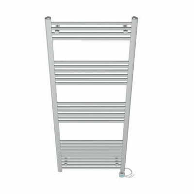 Right Radiators Prefilled Thermostatic Electric Heated Towel Rail Straight Bathroom Ladder Warmer - Chrome 1600x600 mm