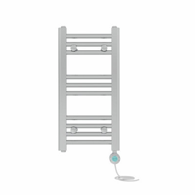 Right Radiators Prefilled Thermostatic Electric Heated Towel Rail Straight Bathroom Ladder Warmer - Chrome 600x300 mm