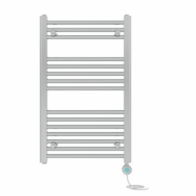 Right Radiators Prefilled Thermostatic Electric Heated Towel Rail Straight Bathroom Ladder Warmer - Chrome 800x500 mm