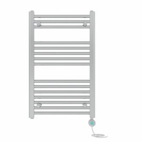 Right Radiators Prefilled Thermostatic Electric Heated Towel Rail Straight Bathroom Ladder Warmer - Chrome 800x500 mm