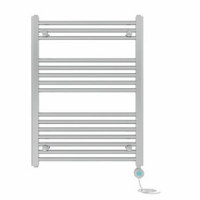 Right Radiators Prefilled Thermostatic Electric Heated Towel Rail Straight Bathroom Ladder Warmer - Chrome 800x600 mm