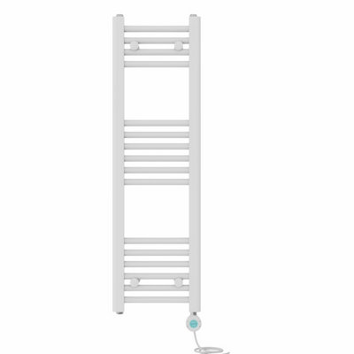 Right Radiators Prefilled Thermostatic Electric Heated Towel Rail Straight Bathroom Ladder Warmer - White 1000x300 mm
