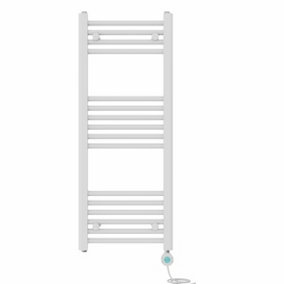 Right Radiators Prefilled Thermostatic Electric Heated Towel Rail Straight Bathroom Ladder Warmer - White 1000x400 mm