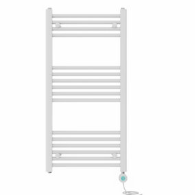 Right Radiators Prefilled Thermostatic Electric Heated Towel Rail Straight Bathroom Ladder Warmer - White 1000x500 mm