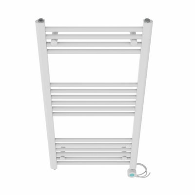 Right Radiators Prefilled Thermostatic Electric Heated Towel Rail Straight Bathroom Ladder Warmer - White 1000x500 mm