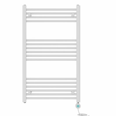 Right Radiators Prefilled Thermostatic Electric Heated Towel Rail Straight Bathroom Ladder Warmer - White 1000x600 mm