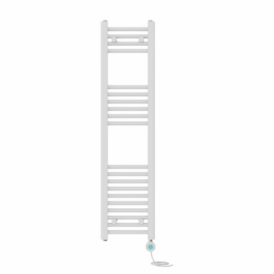 Right Radiators Prefilled Thermostatic Electric Heated Towel Rail Straight Bathroom Ladder Warmer - White 1200x300 mm