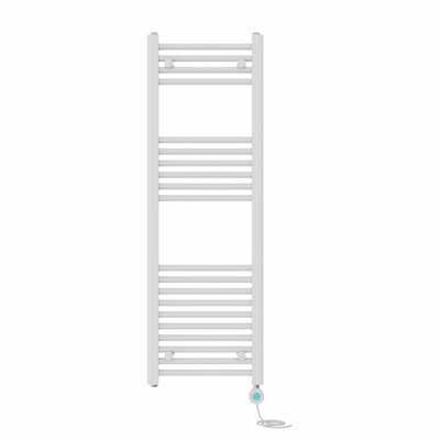 Right Radiators Prefilled Thermostatic Electric Heated Towel Rail Straight Bathroom Ladder Warmer - White 1200x400 mm