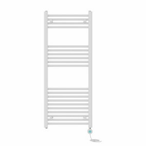 Right Radiators Prefilled Thermostatic Electric Heated Towel Rail Straight Bathroom Ladder Warmer - White 1200x500 mm