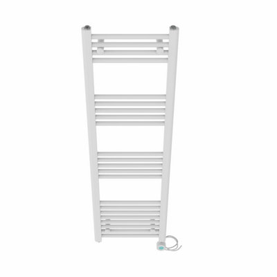 Right Radiators Prefilled Thermostatic Electric Heated Towel Rail Straight Bathroom Ladder Warmer - White 1400x400 mm