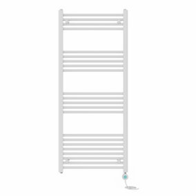 Right Radiators Prefilled Thermostatic Electric Heated Towel Rail Straight Bathroom Ladder Warmer - White 1400x600 mm