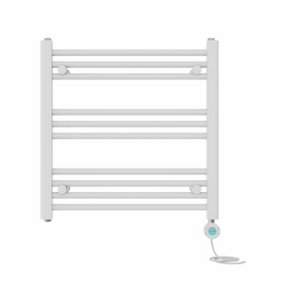 Right Radiators Prefilled Thermostatic Electric Heated Towel Rail Straight Bathroom Ladder Warmer - White 600x600 mm