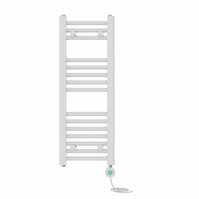 Right Radiators Prefilled Thermostatic Electric Heated Towel Rail Straight Bathroom Ladder Warmer - White 800x300 mm