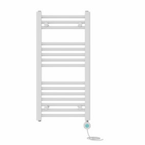 Right Radiators Prefilled Thermostatic Electric Heated Towel Rail Straight Bathroom Ladder Warmer - White 800x400 mm