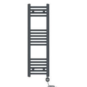 Right Radiators Prefilled Thermostatic Electric Heated Towel Rail Straight Ladder Warmer Rads - Anthracite 1000x300 mm