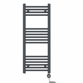 Right Radiators Prefilled Thermostatic Electric Heated Towel Rail Straight Ladder Warmer Rads - Anthracite 1000x400 mm