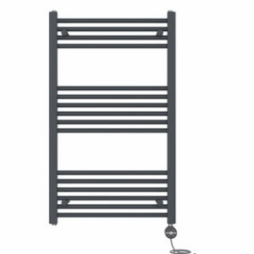 Right Radiators Prefilled Thermostatic Electric Heated Towel Rail Straight Ladder Warmer Rads - Anthracite 1000x600 mm