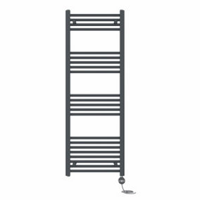 Right Radiators Prefilled Thermostatic Electric Heated Towel Rail Straight Ladder Warmer Rads - Anthracite 1400x500 mm