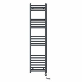Right Radiators Prefilled Thermostatic Electric Heated Towel Rail Straight Ladder Warmer Rads - Anthracite 1600x400 mm